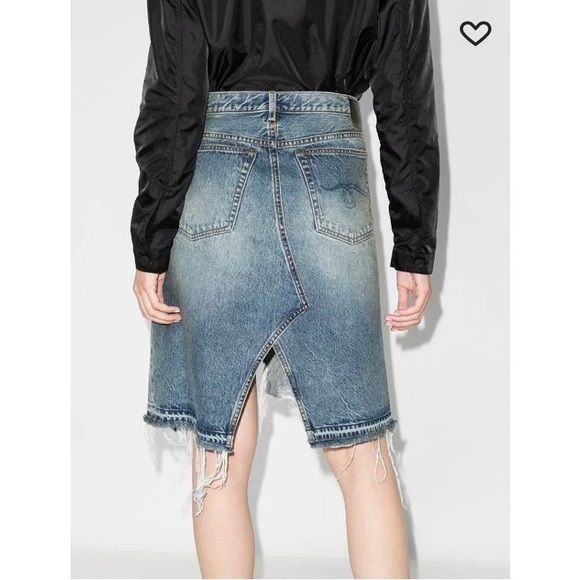 R13 Norbury blue denim distressed midi skirt - Picture 6 of 13